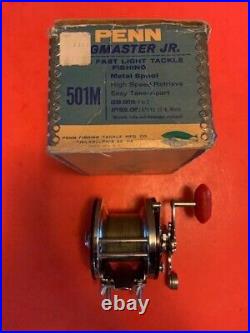 Vintage Penn Jigmaster Jr. No. 501 Fishing Reel Steel Gears & Guts+original Box