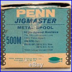 Vintage Penn Jigmaster No. 500 Spinning Fishing Reel + Original Box & Catalog