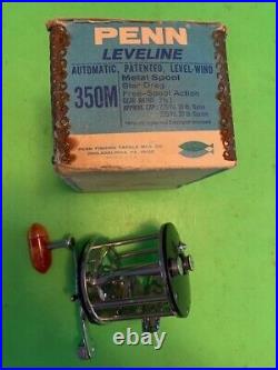 Vintage Penn Leveline No. 350 Fishing Reel With The Original Blue And White Box