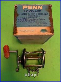 Vintage Penn Leveline No. 350 Fishing Reel With The Original Blue And White Box