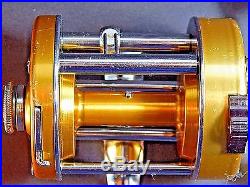 Vintage Penn Levelmatic 940 gold baitcasting reel-used/excellent++/box & extras