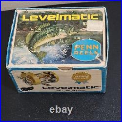 Vintage Penn Levelmatic Model No. 910 Gold Bait Casting Reel Box Brochure USA
