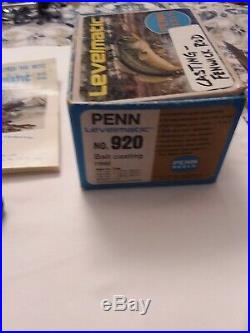 Vintage Penn Levelmatic No. 920 Bait Casting Fishing Reel with all OEM Accs GC