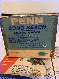 Vintage Penn Long Beach No. 65 Fishing Reel. Vgc With Box