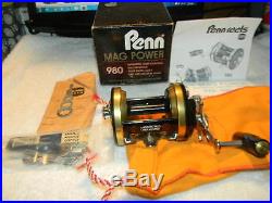 Vintage Penn Mag Power Model 980 Conventional Casting Reel & Original Box