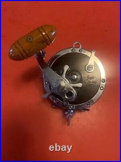 Vintage Penn Master Mariner 349h Fishing Reel With Blue & White Vintage Box L@@k