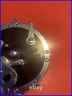 Vintage Penn Master Mariner 349h Fishing Reel With Blue & White Vintage Box L@@k