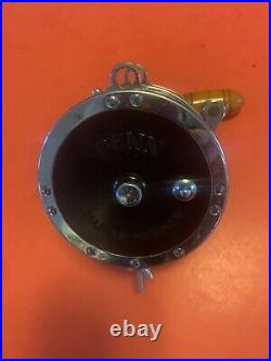 Vintage Penn Master Mariner 349h Fishing Reel With Blue & White Vintage Box L@@k