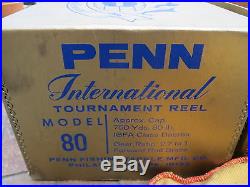 Vintage Penn Model 80 International Tournament Reel, W, OB