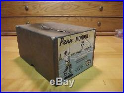 Vintage Penn Monofil 26 Fishing Reel Green PM26 Box and catalog