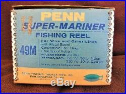 Vintage Penn No 49 Super Mariner Big Game Reel withBox EXEC COND