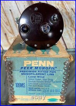 Vintage Penn Peer 109-MS Reel Monofil Salt Water Level-Wind Mint-Green Complete
