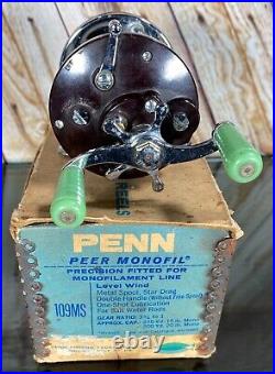 Vintage Penn Peer 109-MS Reel Monofil Salt Water Level-Wind Mint-Green Complete