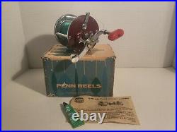 Vintage Penn Peer 209 Fishing Reel With Penn Lube One Screw Take Apart Red Handle