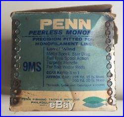 Vintage Penn Peerless Monofil 9 Casting Fishing Reel 9MS withBox