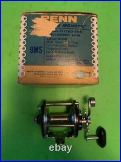 Vintage Penn Peerless No. 9 Levelwind Fishing Reel With Original Blue/white Box