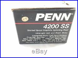 Vintage Penn Reel 4200 SS Skirted Spool Graphite Spinning Reel In Original Box