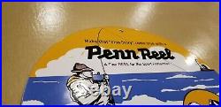 Vintage Penn Reels Porcelain Salt Water Fish Stories Tackle Lures Service Sign