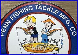 Vintage Penn Reels Porcelain Sign Fly Fishing Rod Tackle Yo Zuri Rapala Gas Oil