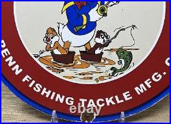 Vintage Penn Reels Porcelain Sign Fly Fishing Rod Tackle Yo Zuri Rapala Gas Oil