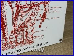 Vintage Penn Reels Porcelain Sign Fly Fishing Rod Tackle Yo Zuri Rapala Gas Oil
