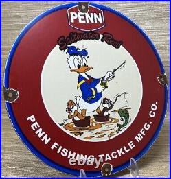 Vintage Penn Reels Porcelain Sign Fly Fishing Rod Tackle Yo Zuri Rapala Gas Oil