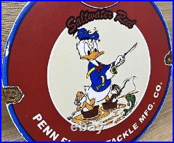 Vintage Penn Reels Porcelain Sign Fly Fishing Rod Tackle Yo Zuri Rapala Gas Oil