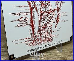 Vintage Penn Reels Porcelain Sign Fly Fishing Rod Tackle Yo Zuri Rapala Gas Oil
