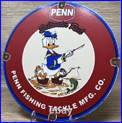 Vintage Penn Reels Porcelain Sign Fly Fishing Rod Tackle Yo Zuri Rapala Gas Oil