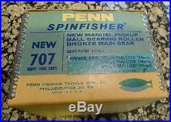 Vintage Penn Reels Spinfisher 707 Left handed with original accessories MINT 70s
