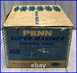 Vintage Penn Reels Super Mariner Fishing Reel 49M With Original Box & Manual