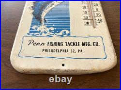 Vintage Penn Reels Thermometer Sport Fishing Tackle MFG CO Advertising Sign