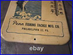 Vintage Penn Reels Thermometer Sport Fishing Tackle MFG CO Advertising Sign