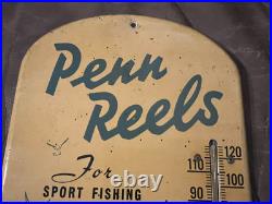 Vintage Penn Reels Thermometer Sport Fishing Tackle MFG CO Advertising Sign