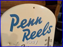 Vintage Penn Reels Thermometer Sport Fishing Tackle MFG CO Advertising Sign