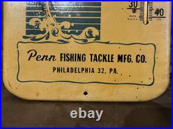 Vintage Penn Reels Thermometer Sport Fishing Tackle MFG CO Advertising Sign