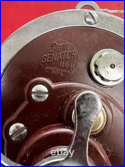 Vintage Penn SENATOR 114H 6/0 Big Game Reel DARK MAROON GOOD USED COND! A