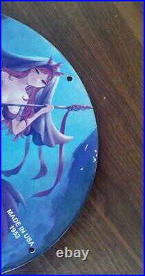 Vintage Penn Salt Water Reel Mermaid Porcelain Enamel Purple Sea Bluepinup Sign