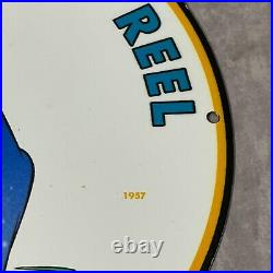 Vintage Penn Saltwater Reel Porcelain Gas Oil Fishing Tackle Donald Duck Sign