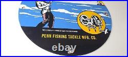 Vintage Penn Saltwater Reels Sign Fishing Lures Porcelain Sign