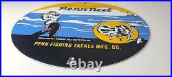 Vintage Penn Saltwater Reels Sign Fishing Lures Porcelain Sign