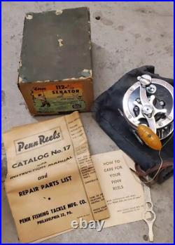 Vintage Penn Senator 112-3/0 Reel, 50's Gem In Box, Nos W Accessories