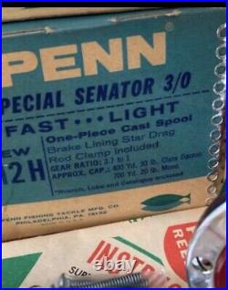 Vintage Penn Senator 112 H 3/0 H Fishing Reel with Original Box