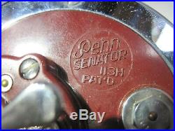 Vintage Penn Senator 113H 4/0 Special Fishing Reel Red Chrome Saltwater White