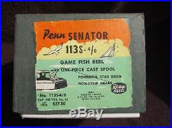 Vintage Penn Senator 113 4/0 Big Game Reel withBOX, Paper, etc. COLLECTIBLE