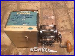 Vintage Penn Senator 114H 6/0 Conventional Reel with Rod Clamp in Box EX -Used