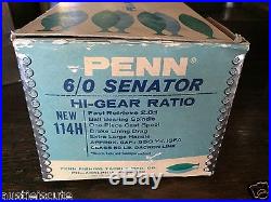 Vintage Penn Senator 114H 6/0 Original Box withReceipt Fishing Reel Saltwater