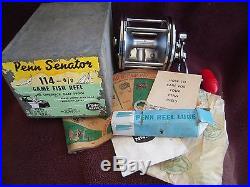 Vintage Penn Senator 114 6/0 Big Game Reel Box/Paper/etc. EXEC COND