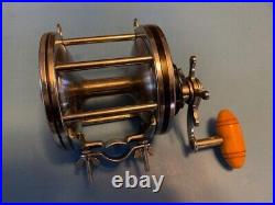 Vintage Penn Senator 114 6/0 Trolling Fishing Reel Hershey Kiss Coin Edge Amber