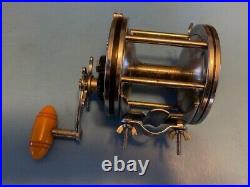 Vintage Penn Senator 114 6/0 Trolling Fishing Reel Hershey Kiss Coin Edge Amber